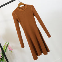 Load image into Gallery viewer, Women Long Sleeve Sweater Dress Women&#39;s Irregular Hem Casual Autumn Winter Dress Women O-neck A Line Short Mini Knitted Dresses