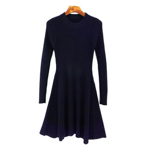 Women Long Sleeve Sweater Dress Women's Irregular Hem Casual Autumn Winter Dress Women O-neck A Line Short Mini Knitted Dresses