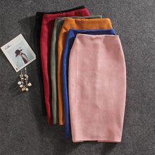 Load image into Gallery viewer, 2019 Women Skirts Suede Split Thick Stretchy Skirt