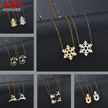 Load image into Gallery viewer, Auxauxme Best Christmas Jewelry Stainless Steel Gold Snowflake Sweater Necklace Collar Jewelry 2019 New Year Gift bijoux femme