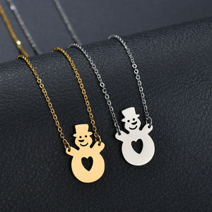 Auxauxme Best Christmas Jewelry Stainless Steel Gold Snowflake Sweater Necklace Collar Jewelry 2019 New Year Gift bijoux femme