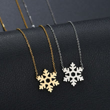 Load image into Gallery viewer, Auxauxme Best Christmas Jewelry Stainless Steel Gold Snowflake Sweater Necklace Collar Jewelry 2019 New Year Gift bijoux femme