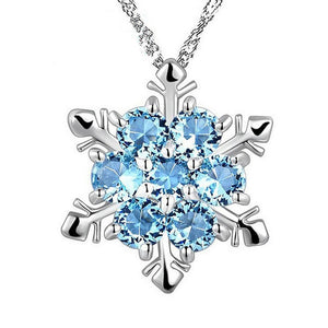 Fashion Women Crystal Zircon Snowflake Pendant Necklace Jewelry Christmas New Year Gifts AIC88