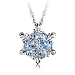 Fashion Women Crystal Zircon Snowflake Pendant Necklace Jewelry Christmas New Year Gifts AIC88