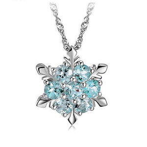 Fashion Women Crystal Zircon Snowflake Pendant Necklace Jewelry Christmas New Year Gifts AIC88